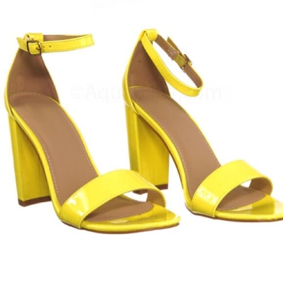 Retro Neon Yellow Heels - Picture 1 of 4